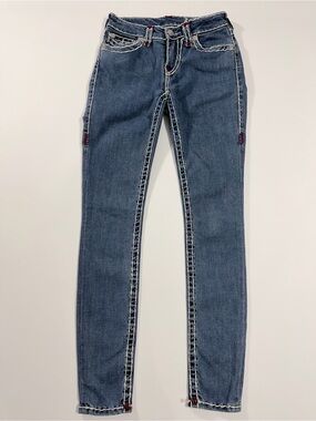 True Religion Curvy Skinny Super T Contrast Stitching Jeans Size 25 Y2K
